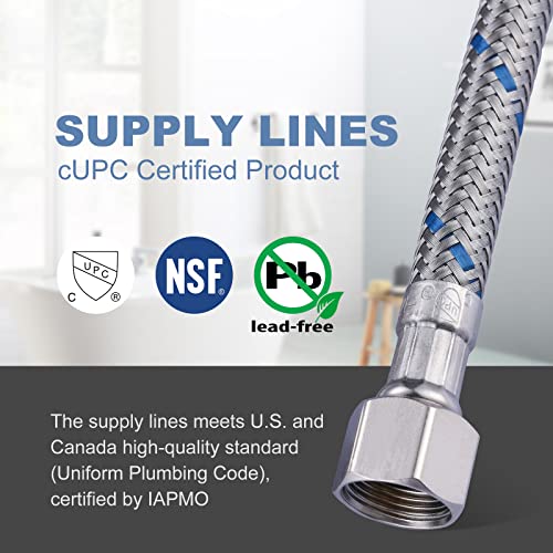 Faucet Supply Lines 3/8" to Female Compression Thread 1 Pair, ARCORA