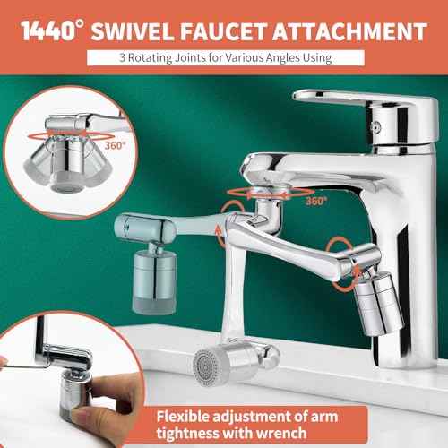 CECEFIN 1080¡Æ Swivel Faucet-Extender Sink-Aerator - 2 Mode Splash Water Filter Extension, Kitchen Bathroom 360¡Æ Rotatable Spray Attachment, Multifunctional Universal Robotic Arm -Wash Hand/Hair/Face