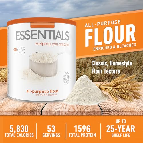Emergency Essentials All-Purpose White Flour - 25-Year Shelf Life, Enriched, #10 Can, 53 Servings