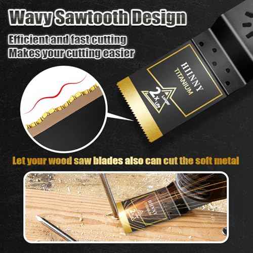 6PCS Titanium Oscillating Tool Blades, Professional Universal Titanium Oscillating Saw Blades Multitool Blades Kits for Metal Wood Plastics, Dewalt Milwaukee Ryobi Fein