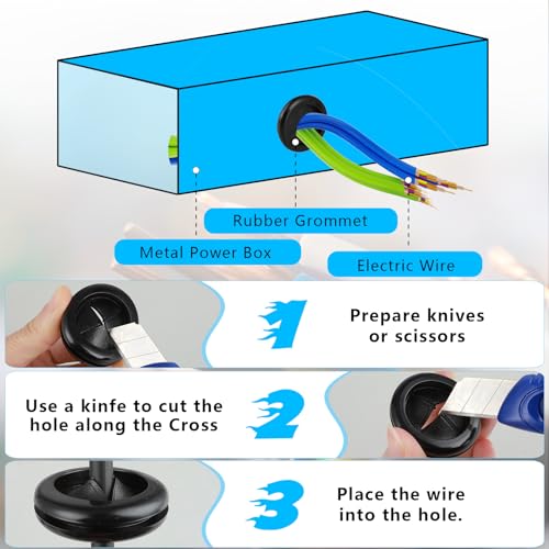 6 Pcs Rubber Grommets for Wiring 1-1/2 Inch Drill Hole Cable Protector