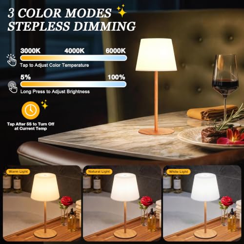Kakanuo Rechargeable Waterproof Shower Lamp - Wood Grain, 11in Cordless Bathroom Light