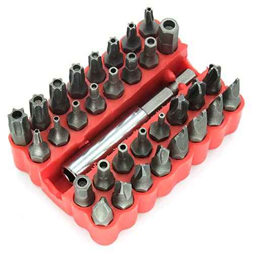 Security Tamper Proof Bit Set 33pcs Torq Torx Hex Star Spanner Tri Wing Electric Screwdriver Hex Bit 1/4" 6.35mm Magnetic Holder (33pcs hollow section)