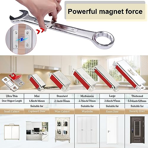 Jiayi 4 Pack Ultra Thin Magnetic Cabinet Catch Silver Heavy Duty Drawer Latch
