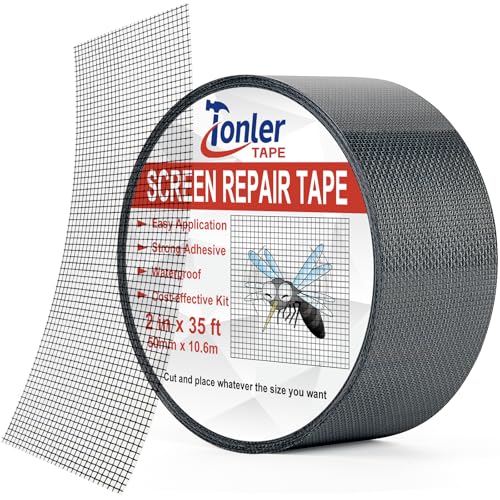 TONLER TAPE Black Fiberglass Screen Patch Tape 2in x 35ft Heavy-Duty Repair Kit