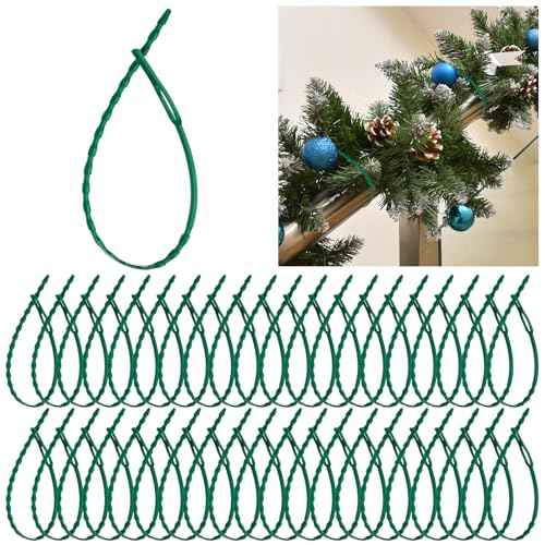 Amylove 40 Pcs 9 Inch Christmas Garland Ties Christmas Decorative Banister Ties Adjustable Reusable Wreath Garland Hanger for Door Banister Stairway Decoration