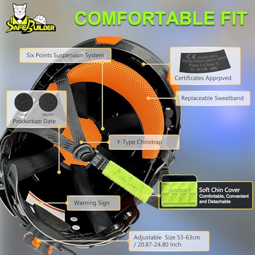 CR99 Forestry Safety Helmet Class C Hard Hats 3 In1 Chainsaw Arborist Helmet with Mesh Face Shield Ear Muffs Hearing Protection ANSI Z89.1