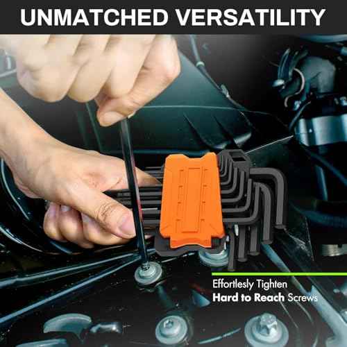 3/16" Ball End Hex Key Set, 6pcs L-Shaped Allen Wrenches Long Arm, CR-V Steel, Black Oxide Finish, High Torque Repairing Tool for Furniture, Bike, Equipment Maintenance