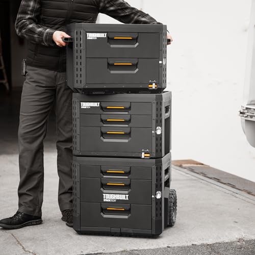 ToughBuilt StackTech 2-Drawer Locking Toolbox, 240 lb Capacity, Stackable (2-Drawer, No Wheels)