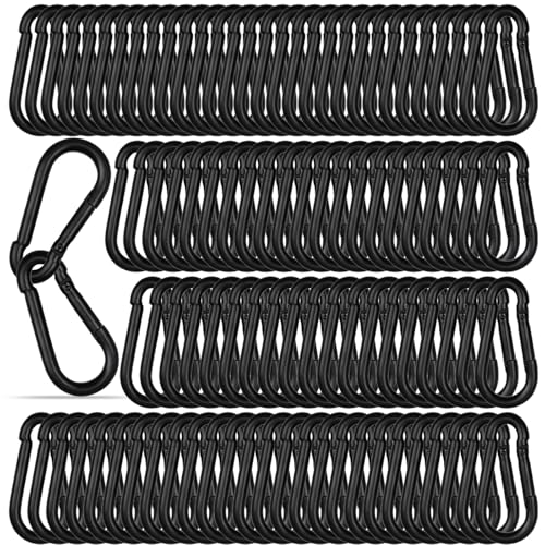 XHMAXE 100PCS M6 Heavy Duty Carabiner Clips Black 2.36 Inch Load 270LBS