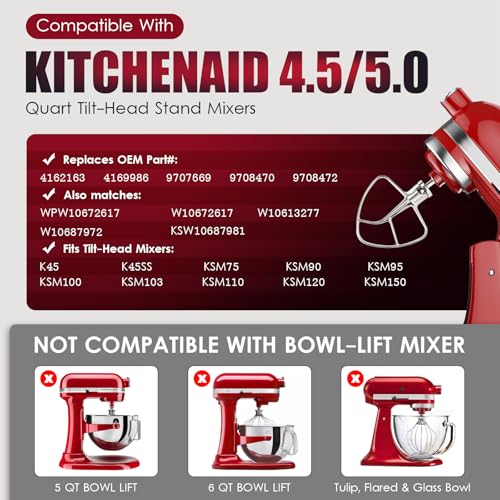 K45B Stainless Steel Flat Beater for KitchenAid 4.5-5 Qt Tilt-Head, Original Stainless Steel Paddle Attachment - Mttobo