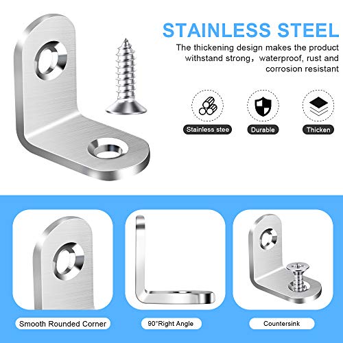 Vicuna R 20mm Stainless Steel Corner Brackets 40 pcs with Screws, Silver