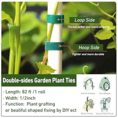 1/2inch 82ft Garden Tie Green Tape, Hitotsu Reusable Plant Tape, Nylon Plant Tie Strap for Gardening Tips, Flowers, Tomato, Vines, Tree