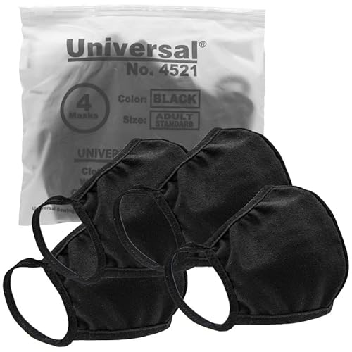 Universal Cloth Face Masks ? Reusable Dust & Allergy Masks ? 100% Cotton, 2 Layer, Washable, for Teens & Adults ? Protects from Dust, Pollen, Pet Dander & More (Black, Medium- Pack of 4)