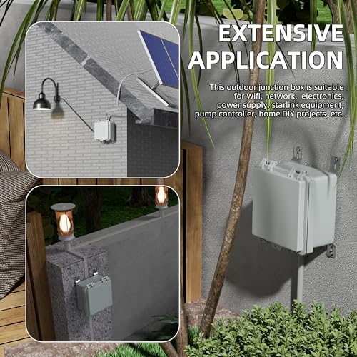 Joinfworld 6x6 Inch Waterproof Outdoor Electrical Junction Box with DIN Rail, IP67 Dustproof Enclosure
