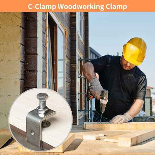 Stainless Steel C Clamps, Mini Tiger Clamp Set for Mounting, Heavy Duty Metal U Clamps, Small Desk G-Clamp with 0.79 Inch Stable Wide Jaw Opening for Metal Working Woodworking Welding Building (4pcs)