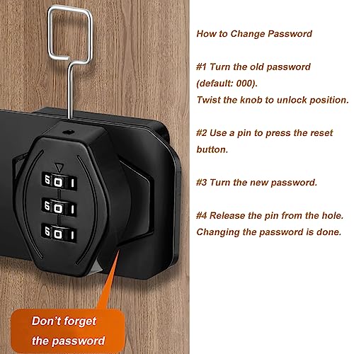 ETEKJOY Cabinet Lock Keyless 3-Digit Password Combination Code Hasp Latch Lock Twist Knob Wooden Drawer Cupboard (Black, 4 inch)