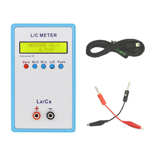 Inductor Capacitor Tester, High Precision Handheld LC Meter, Inductive Capacitance Meter Kit, 1pF-100mF, 1uH-100H (LC200A)