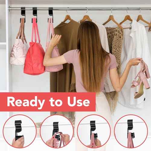 Wiosi Premium Black Purse Hanger Closet Set of 3 - Durable Acrylic Organizers and Storage Bag Hanger for Luxury Closet - Purse Hanger Holder for Handbags, Premium Backpack Purse Hooks