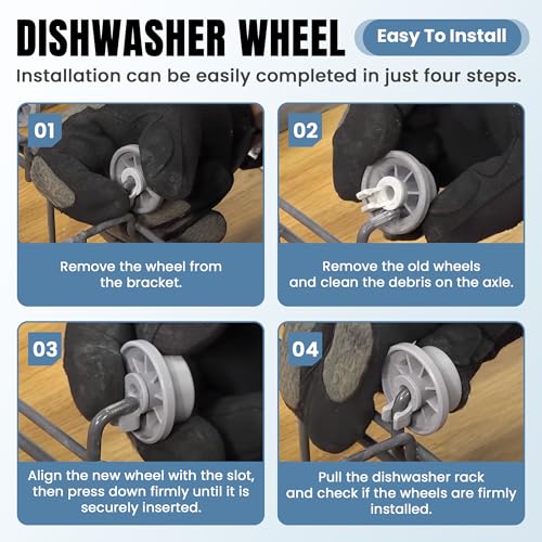 165314 Dishwasher Rack Wheels Kit - 4 Pack for Bosch & Kenmore Lower Rack