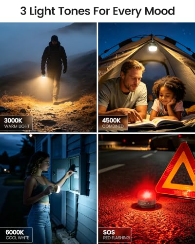 Glocusent 400H Camping Lantern - Rechargeable 5000mAh Solar Pocket Light, Green
