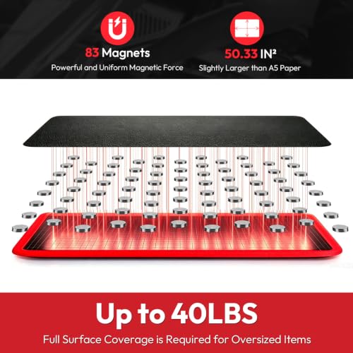 Reihazon 1pc Magnetic Tool Mat, 83-Magnet Flexible Tool Holder, Red 12 5/8 x 9 5/8 in