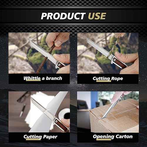 Pocket Knife for Men, 3.5 inch Folding Knife with Pocket Clip,Rosewood Handle Tanto Knife, Great Gift For Men and Women