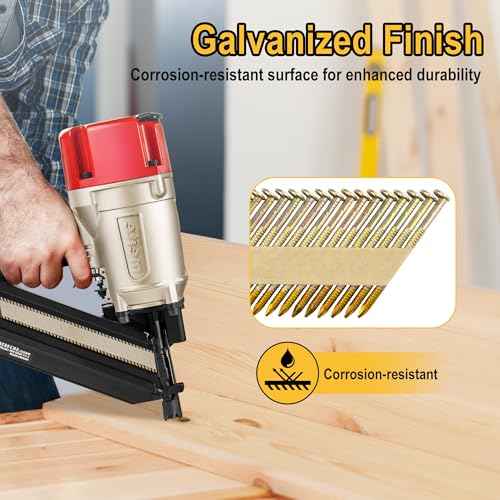 meite 30 Degree Framing Nails 2-Inch x .113 Inch, Ring Shank, Electro-Galvanized Coated, Paper Tape Collated, Offset Round Head Framing Nails for 30-34 Degree Framing Nailers (1,000 Counts)