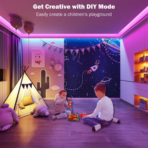 Leeleberd 100ft RGB LED Strip Lights for Bedroom & Party, Music Sync, App & Remote Control