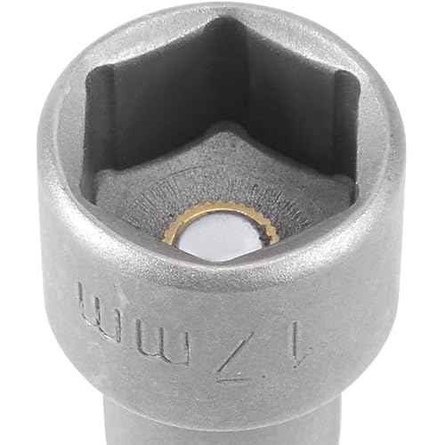 Fixinus 17mm Magnetic Socket, 1/4" Hex Shank Drill Adapter for Power Drills, Nut Driver and Impact Socket Adapter, 65mm Length