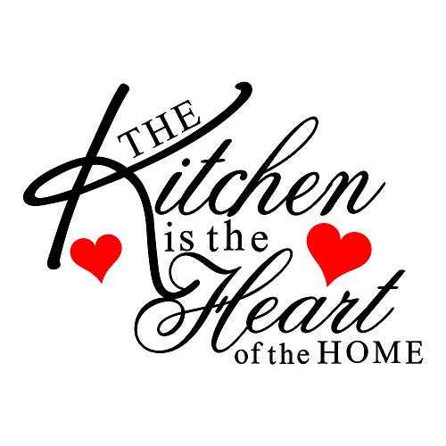 The Kitchen is The Heart of The Home Red Heart Wall Decal Sticker Art Mural Home D?cor Quote DIY