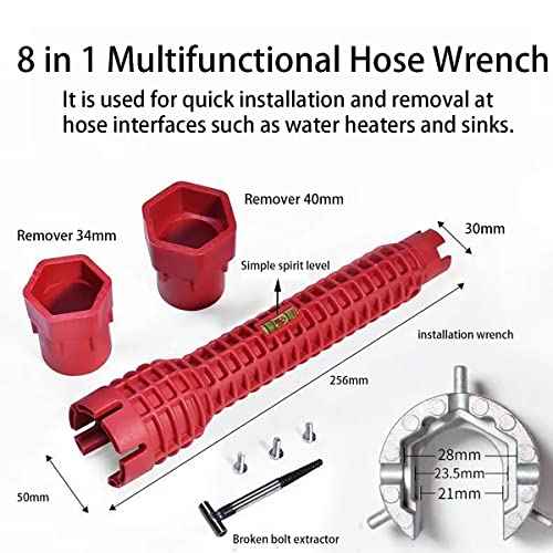 8 in 1 Multifunctional Sink Bathroom Wrench, Plumbing Installation Tool Household Water Pipe Faucet Washing Basin Corner Valve Sink Repair Removal Tool