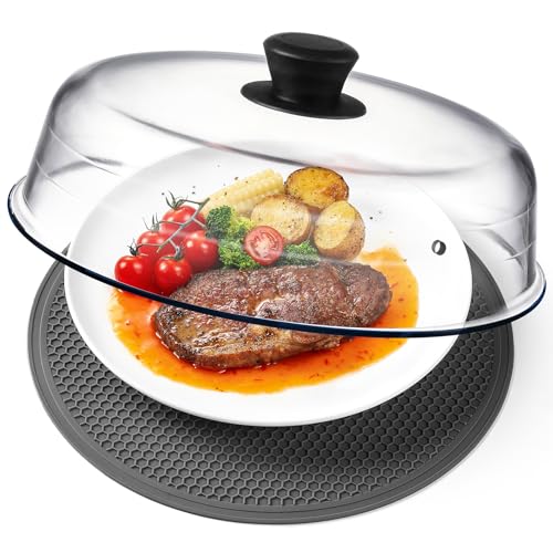 2-in-1 Glass Microwave Splatter Cover and Silicone Place Mat 10" x 12"