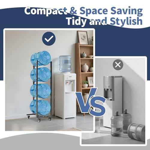 5 Gallon Water Jug Holder with Wheels 4 Tier 5 Gal Water Bottle Storage Rack Stand for Home Kitchen Office Gym Garage