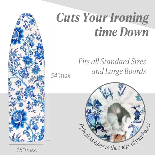 Memeaty Celadon 15x54 inch Ironing Board Cover and Pad, Elastic Edge with Thicker Padding