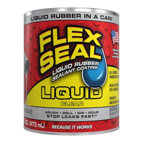 Flex Seal Liquid Rubber Sealant Coating - Clear, 16 oz Waterproof, Flexible