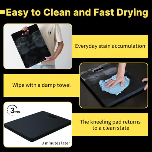 MELOTOUGH Kneeling Pad for Work Portable 1.1" Thick NBR Foam Kneeling Pads for Mechanics, Plumbers, Electricians & Gardening (Black)