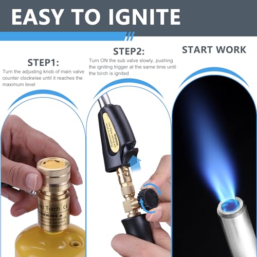 Propane Torch Hose Kit, Mapp Gas Torch Heat 3600¢µ Map Gas Torch Kit Trigger Start & Flame Adjustment, Soldering Welding Torch Fuel by MAPP, Map/Pro,Propane(Includes Cylinder Clip)