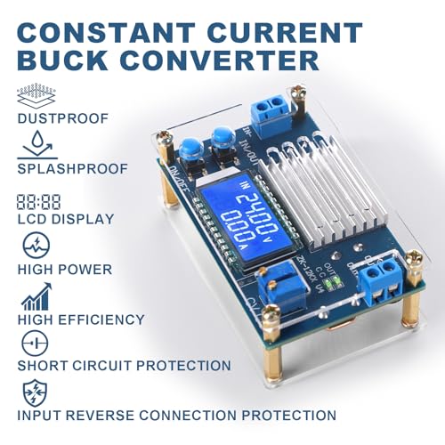 DROK Adjustable Buck Converter 5.3V-32V to 1.2V-32V 12A Power Supply with LCD Display