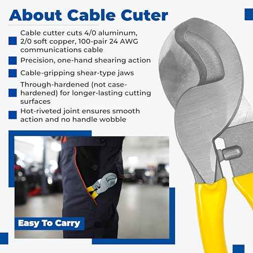 Cable Cutter Heavy Duty Wire Cutting Tool Shears for Aluminum, Copper, Electrical Wire, Communications Cables Cutter