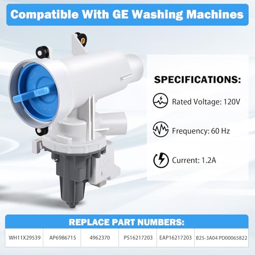 GE Washer Drain Pump Filter Assembly WH11X39237 WH11X29539 Replacement