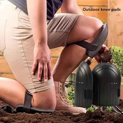 Gardening Knee Pads for Women and Men - Lightweight Waterproof Foam Knee Pads, and Easy Fit for Gardening with Adjustable Hook'n'Loop Straps - Perfect Womens for Work (black)