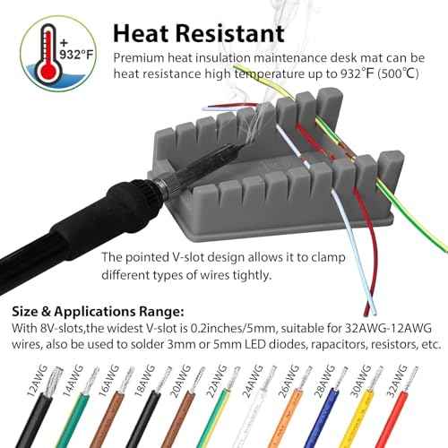 Upgraded Silicone Soldering Stand, Helping Hands Soldering Station, Soldering Wire Holder with 8 Slots Third Hand Soldering Iron Stand for 32AWG to 12AWG Wires 1 Pcs Gray with 2 Pcs Solder Sponge