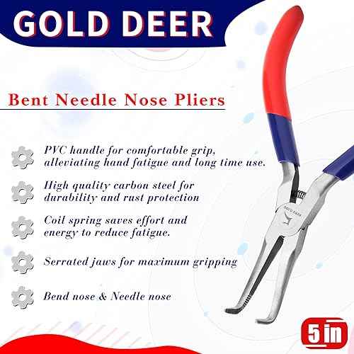 Bent Needle Nose Pliers With Serrated Jaw Mini Bent Nose Pliers With Comfort Grip Handles For Bending Wire Gripping