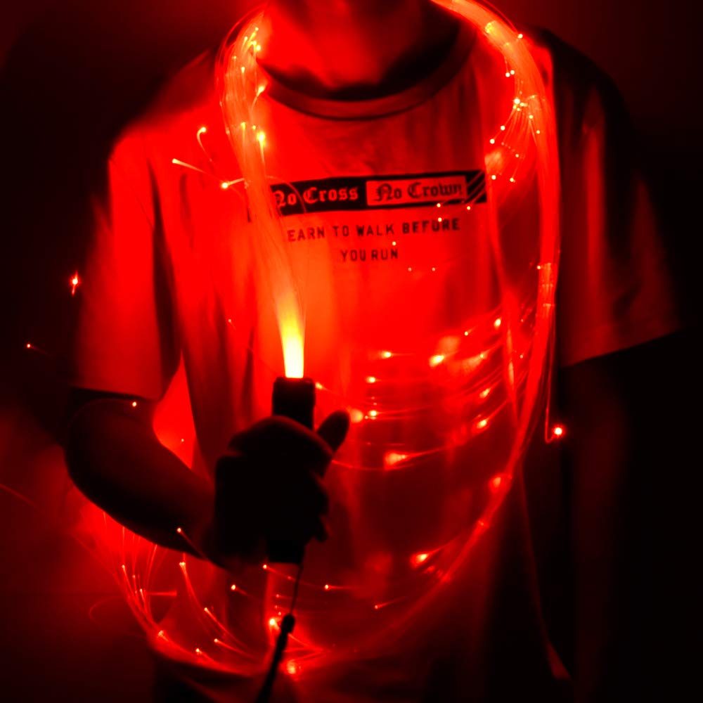 AMKI 6ft Rechargeable LED Fiber Optic Whip, 360 Swivel 36 Mode Effects Super Bright Light Up Dance Rave Toy Great for Raves Parties, Light Shows, EDM Pixel Whip Flow Lace Dance Festival