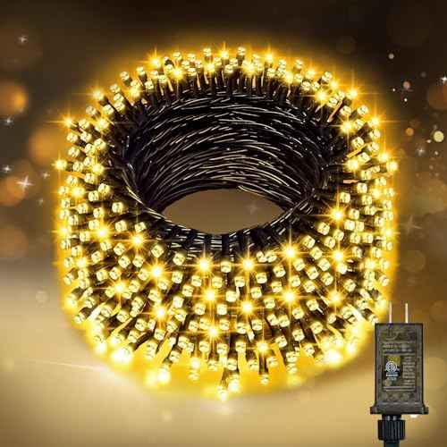 Nisocy 200 LED Christmas Connectable String Lights Outdoor Waterproof ? Warm White Fairy Lights with Plug, Tree Lights for Patio, Garden, Bedroom, Wedding, Party, Decor (66FT)