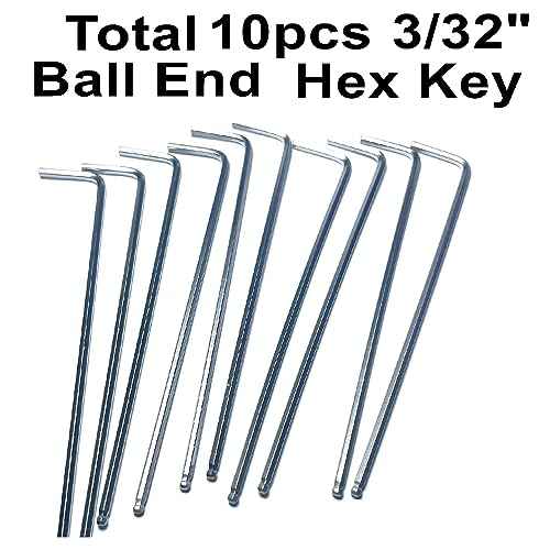 10pcs 3/32 Ball End Allen Wrench sets,3/32" Hex Key Wrench set,allen key Door Key L Shaped hex wrench set with Long Arm.