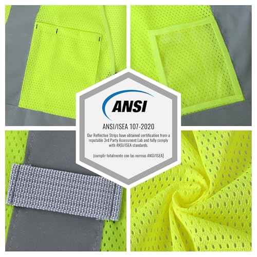 JKSafety Safety Vest for Men Women 10 PCS Hi Vis Construction Vest Reflective Class 2 High Visibility Meet ANSI Standard