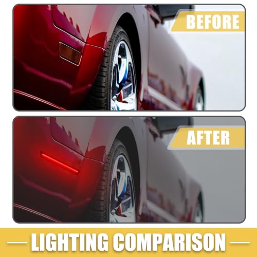 LED Side Marker Light 68043394AA Front Rear Turn Signal Lights Fender Sidemarker Lamps for Dodge Challenger Black Lens Amber Red LED Light 2 Pair