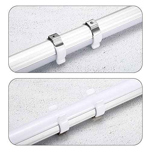 MECCANIXITY T5 U Clips Holder Bracket for LED Light Bulb Mounting Bracket Support Stainless Steel Fluorescent Tube Holder Screw Pipe Clamps Spring Holder Tool Clips, White Pack of 10